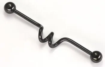 Painful Pleasures 14g 15 Black Twister Industrial Barbell Anal