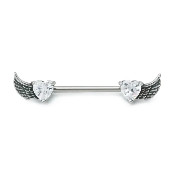 Painful Pleasures 14g 916 Winged Crystal Heart Steel Nipple Barbell Price Per 1 Female Sex Toys Painful Pleasures 14g 916 Winged Crystal Heart Steel Nipple Barbell Price Per 1 Female Sex Toys