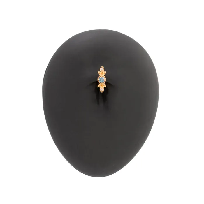 Painful Pleasures 16g 38 Grecian Blue Jeweled Laurel PVD Gold Clicker Price Per 1 Vibrators