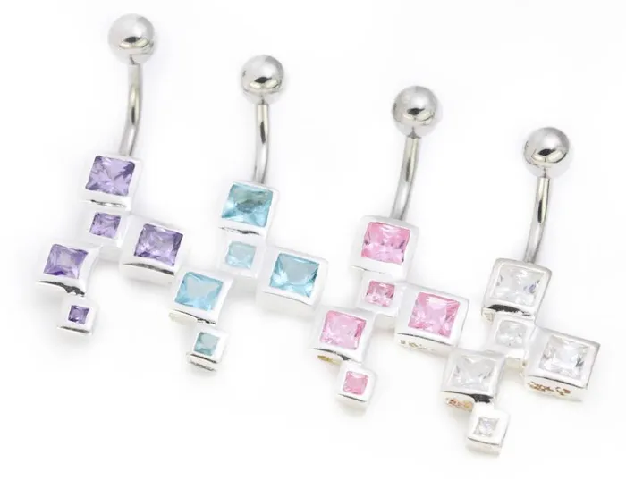 Painful Pleasures Anal 14g 38 Sterling Silver SQUARES Belly Piercing Jewelry