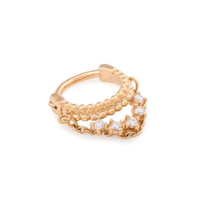 Painful Pleasures Anal 16g PVD Gold Crystal Majesty Septum Clicker