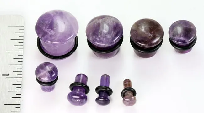 Painful Pleasures Anal Top Hat AMETHYST STONE Plug with Black Oring 8g 916 Price Per 1