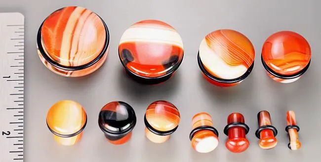 Painful Pleasures Anal Top Hat RED AGATE STONE Plug with Black Oring 8g 1 Price Per 1