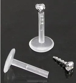 Painful Pleasures Female Sex Toys 16g 516 Bioplastic Labret with 14kt White Gold Prong Set Gem Painful Pleasures Female Sex Toys 16g 516 Bioplastic Labret with 14kt White Gold Prong Set Gem