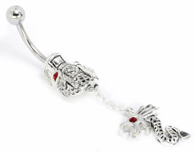 Painful Pleasures Male Sex Toys 14g 716 Dragon Head Dangle Belly Button Ring Painful Pleasures Male Sex Toys 14g 716 Dragon Head Dangle Belly Button Ring
