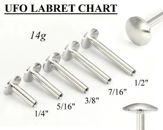 Painful Pleasures Male Sex Toys 14g Internal UFO Rounded Disc Steel Labret Post Price Per 1