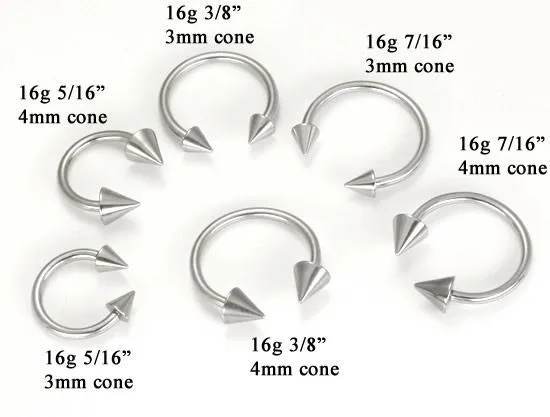 Painful Pleasures Male Sex Toys 16g Spike Cone Circular Steel Barbell