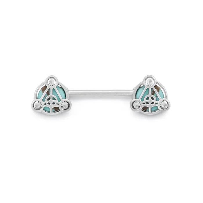 Painful Pleasures Nipple Clitoral Toys 14g 15mm Turquoise Stone Scutum Fidei Nipple Barbell Price Per 1