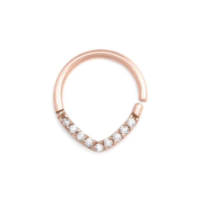 Painful Pleasures Vibrators 16g PVD Rose Gold Crystal Encrusted Teardrop Bendable Ring Price Per 1 Painful Pleasures Vibrators 16g PVD Rose Gold Crystal Encrusted Teardrop Bendable Ring Price Per 1