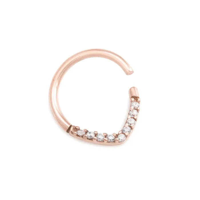 Painful Pleasures Vibrators 16g PVD Rose Gold Crystal Encrusted Teardrop Bendable Ring Price Per 1