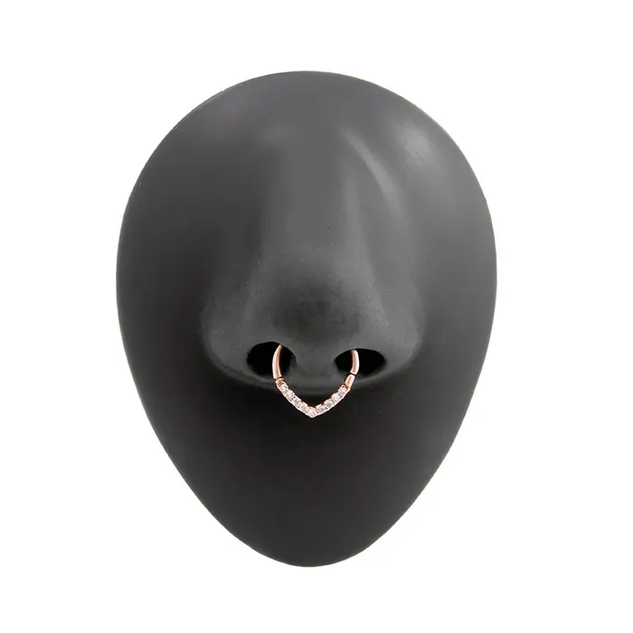 Painful Pleasures Vibrators 16g PVD Rose Gold Crystal Encrusted Teardrop Bendable Ring Price Per 1