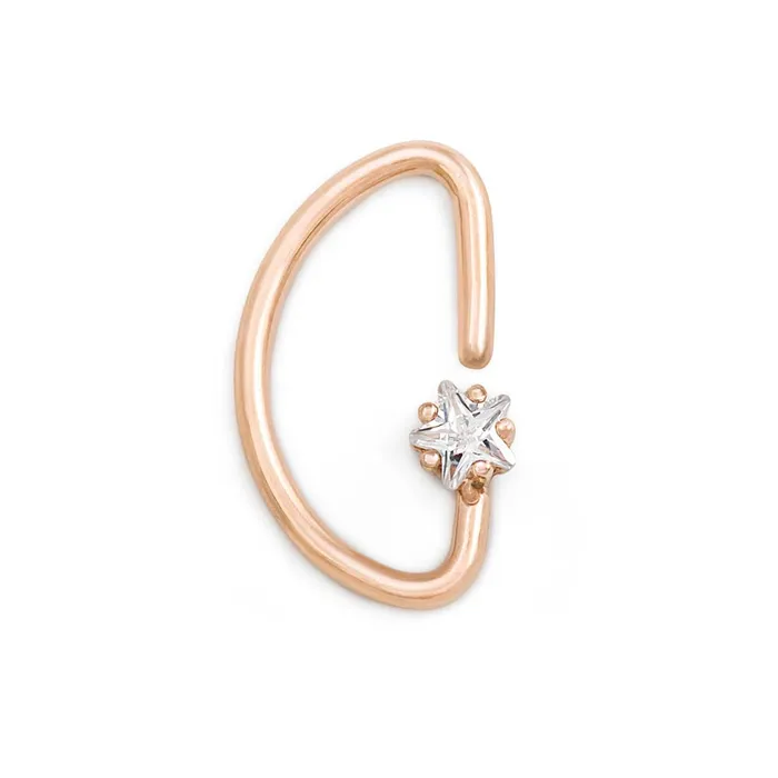 Painful Pleasures Vibrators 16g PVD Rose Gold Crystal Star Bendable DRing Price Per 1 Painful Pleasures Vibrators 16g PVD Rose Gold Crystal Star Bendable DRing Price Per 1