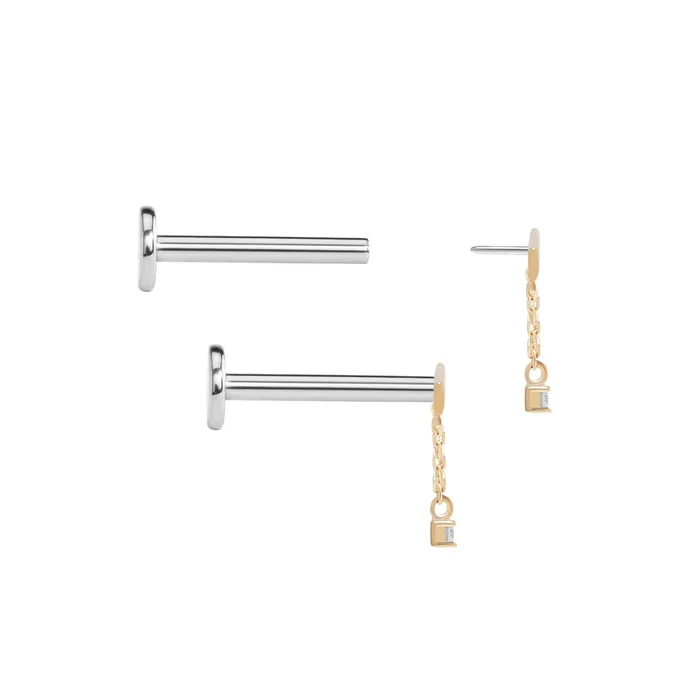 Painful Pleasures Vibrators Tilum Simple Chain and Bar 14kt Yellow Gold Threadless Top Price Per 1
