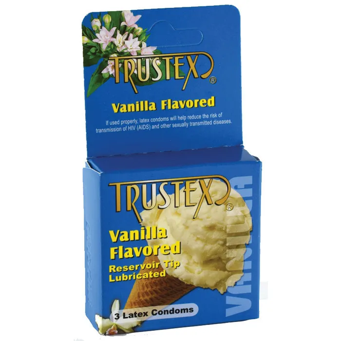 Paradise Marketing Dildos Trustex Flavored Latex Lubricated Condoms Vanilla 3Pack