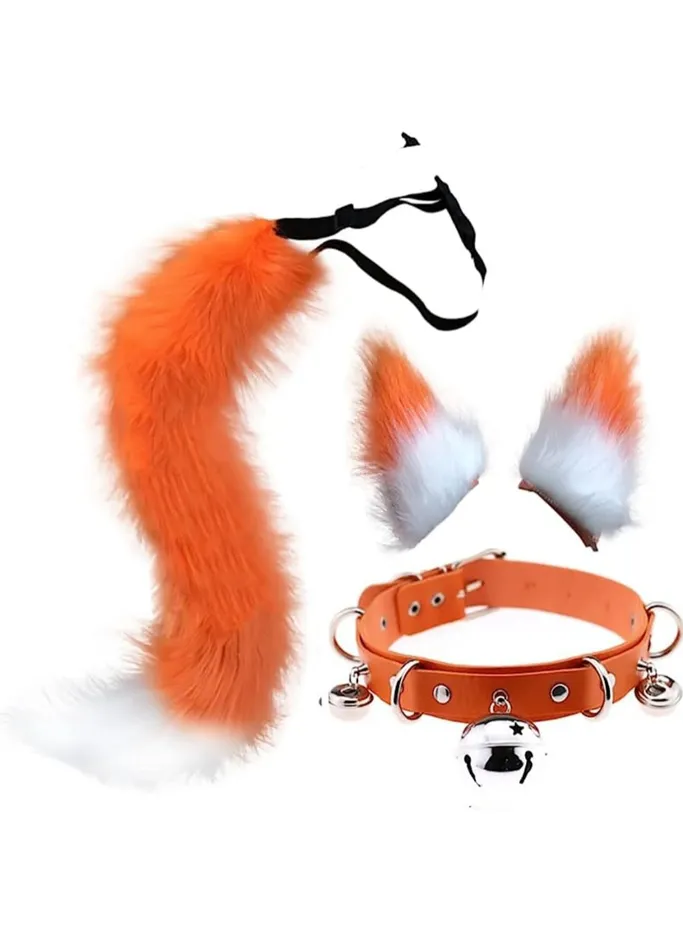 Pleasher Spot Male Sex Toys Cat Ears and Wolf Fox Animal Tail Cosplay Costume Faux Fur