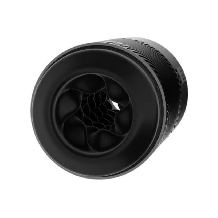 Pow Double Ended Manual Silicone Stroker with Suction Control Black WOW Male Sex Toys