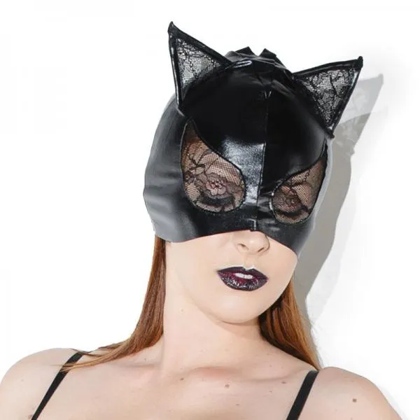 Sexy Black Cat Mask With Lace Eyes And Ears Coquette International Anal
