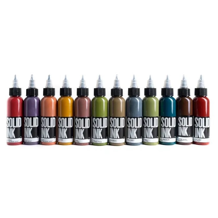 Solid Ink Female Sex Toys Opaque 12 Color Set Solid Ink Tattoo Ink 1oz Bottles