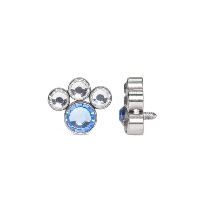 Tilum 14g12g Internally Threaded Paw Print Cluster Top Choose 4mm Jewel Color Price Per 1 Tilum Vibrators Tilum 14g12g Internally Threaded Paw Print Cluster Top Choose 4mm Jewel Color Price Per 1 Tilum Vibrators