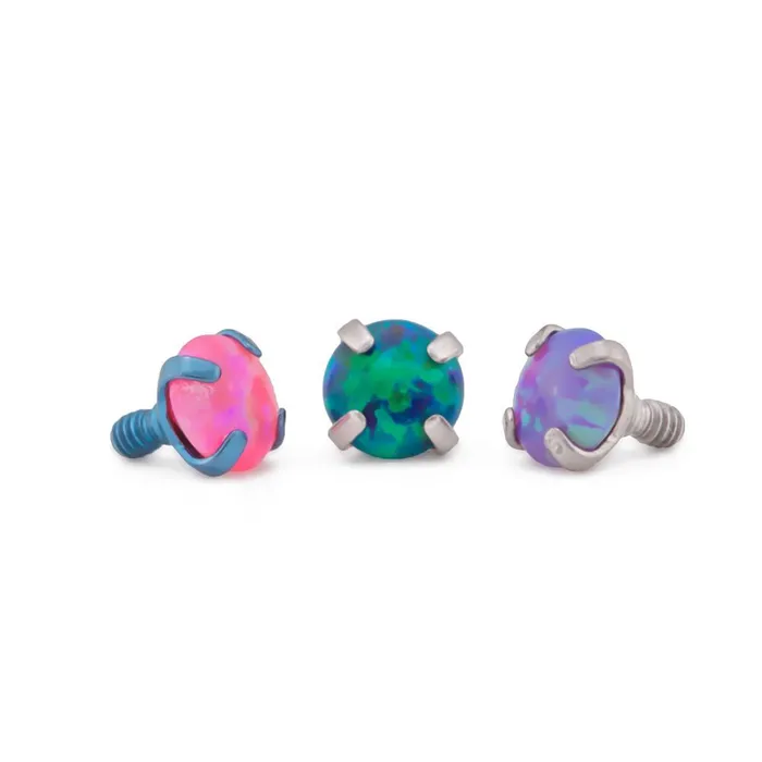 Tilum 14g12g Internally Threaded Square ProngSet 25mm Round Opal Top Price Per 1 Tilum Anal