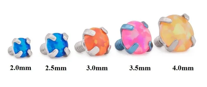 Tilum 14g12g Internally Threaded Square ProngSet 25mm Round Opal Top Price Per 1 Tilum Anal
