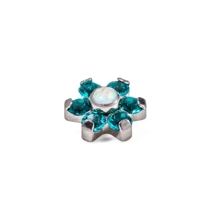Tilum 14g12g Internally Threaded Titanium Flower Top with White Opal Center Choose Petal Jewel Color Price Per 1 Tilum Male Sex Toys
