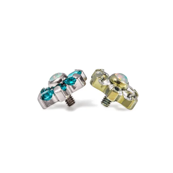 Tilum 14g12g Internally Threaded Titanium Flower Top with White Opal Center Choose Petal Jewel Color Price Per 1 Tilum Male Sex Toys