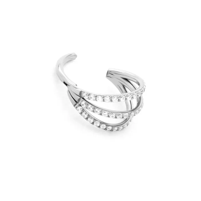 Tilum 16g Faux Triple Jeweled Hoop Titanium Clicker Price Per 1 Tilum Vibrators