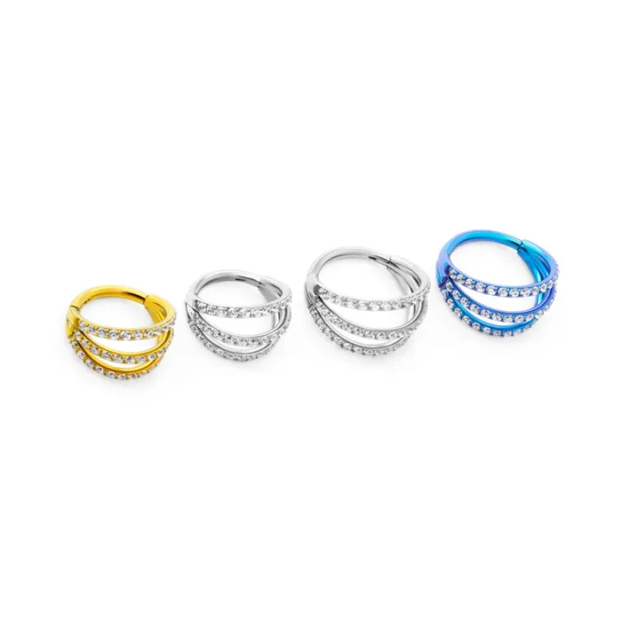 Tilum 16g Faux Triple Jeweled Hoop Titanium Clicker Price Per 1 Tilum Vibrators