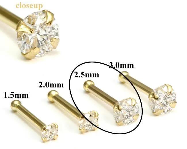 Tilum Dildos Tilum 20g 25mm Real SI Diamond Yellow Gold Nose Bone
