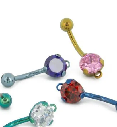 Tilum Male Sex Toys Tilum 14g 716 Internal ProngSet Jeweled Titanium Belly Button Ring with Hoop Add Your Own Charm