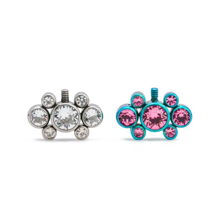 Tilum Vibrators Tilum 14g12g Internally Threaded Titanium Seven Jewel Cluster Top Price Per 1