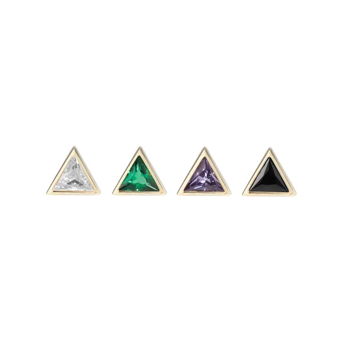Tilum Vibrators Tilum 14kt Yellow Gold Jeweled Triangle Threadless Top Price Per 1 Pick Jewel Color