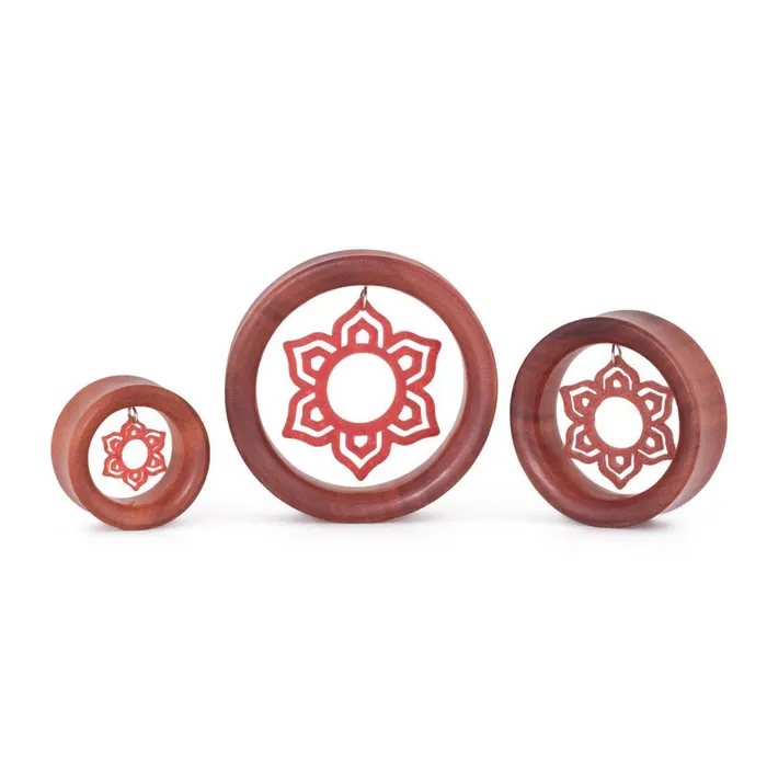 Vibrators Dangling Red Coral Blooming Lotus Saba Wood Tunnel 26mm50mm Price Per 1 Elementals Organics