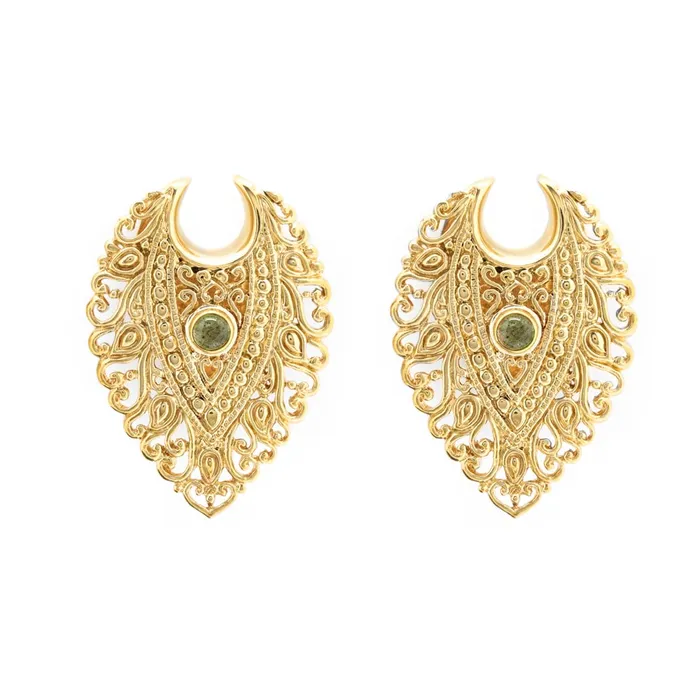 Vibrators Elementals Organics Filigree Labradorite Polished Brass Saddle Plugs Price Per 2