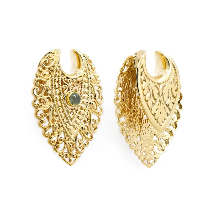 Vibrators Elementals Organics Filigree Labradorite Polished Brass Saddle Plugs Price Per 2