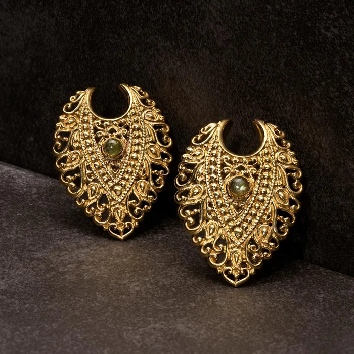 Vibrators Elementals Organics Filigree Labradorite Polished Brass Saddle Plugs Price Per 2