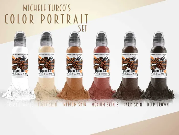 World Famous Anal 6 Color Michele Turco Portrait Set World Famous Tattoo Ink 1oz