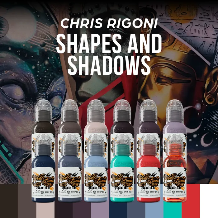 World Famous Chris Rigoni Shadows Shapes 12 Bottle Tattoo Ink Set World Famous Tattoo Ink 1oz Female Sex Toys