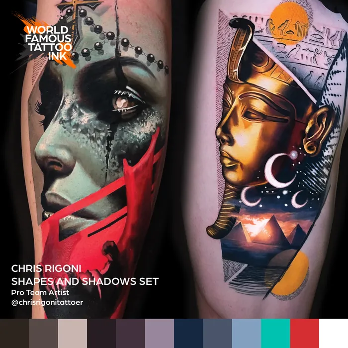 World Famous Chris Rigoni Shadows Shapes 12 Bottle Tattoo Ink Set World Famous Tattoo Ink 1oz Female Sex Toys