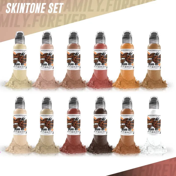 World Famous Female Sex Toys 12 Color Skintone Set World Famous Tattoo Ink 1oz