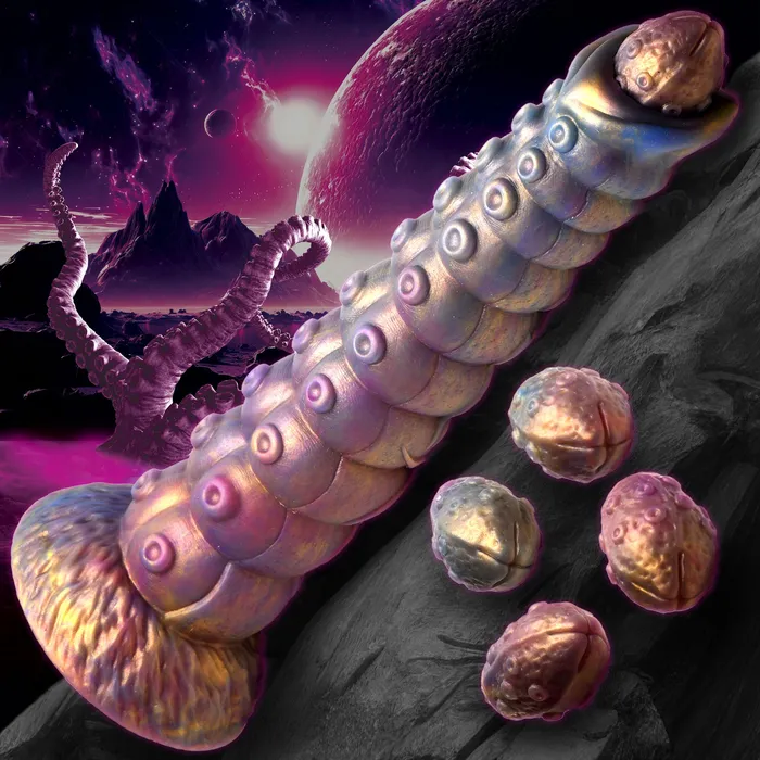XR Brands Female Sex Toys Deep Invader Tentacle Ovipositor Silicone Fantasy Role Play Dildo With Eggs