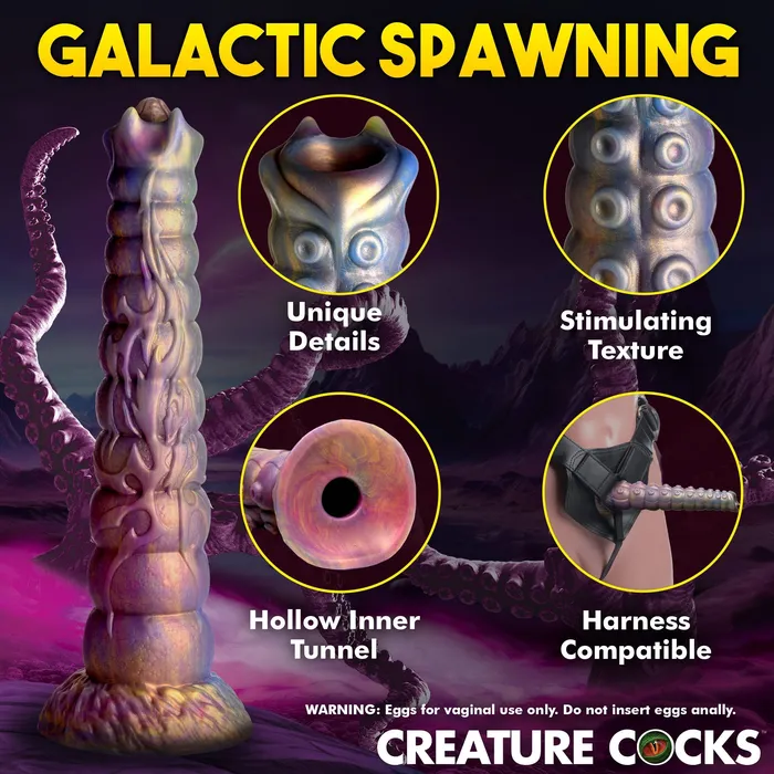 XR Brands Female Sex Toys Deep Invader Tentacle Ovipositor Silicone Fantasy Role Play Dildo With Eggs