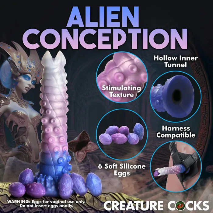 XR Brands TentaQueen Ovipositor Silicone Fantasy Role Play Dildo With Eggs Female Sex Toys