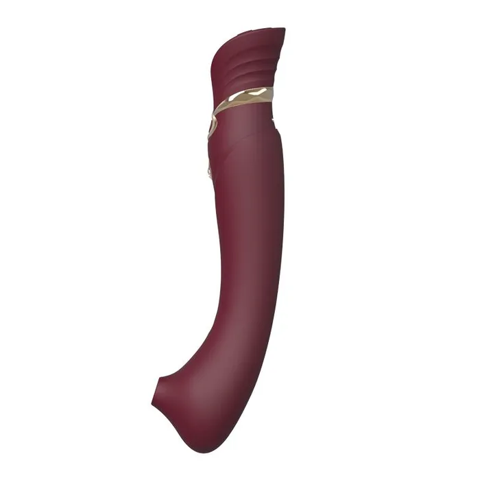 ZALO USA Female Sex Toys ZALO USA Queen Set Gspot PulseWave Vibrator with Suction Sleeve Wine Red