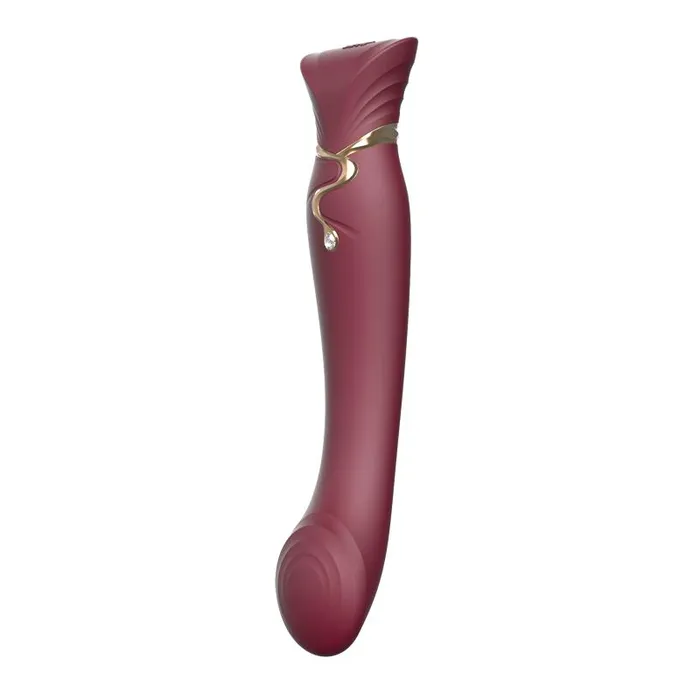 ZALO USA Female Sex Toys ZALO USA Queen Set Gspot PulseWave Vibrator with Suction Sleeve Wine Red