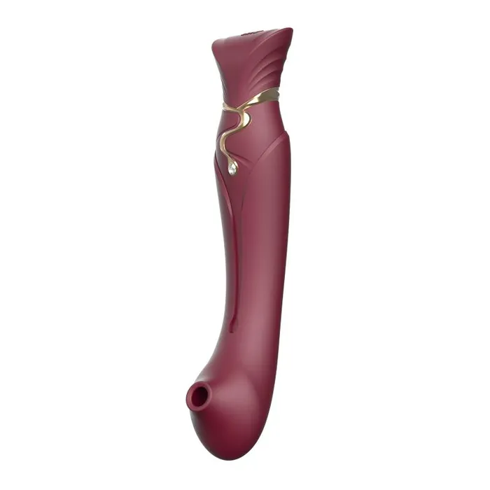 ZALO USA Female Sex Toys ZALO USA Queen Set Gspot PulseWave Vibrator with Suction Sleeve Wine Red